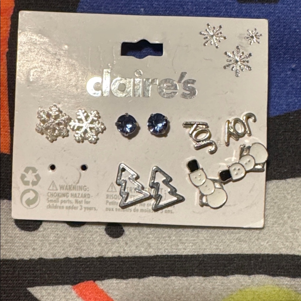 Claire's Silver and Blue Holiday Earring Set